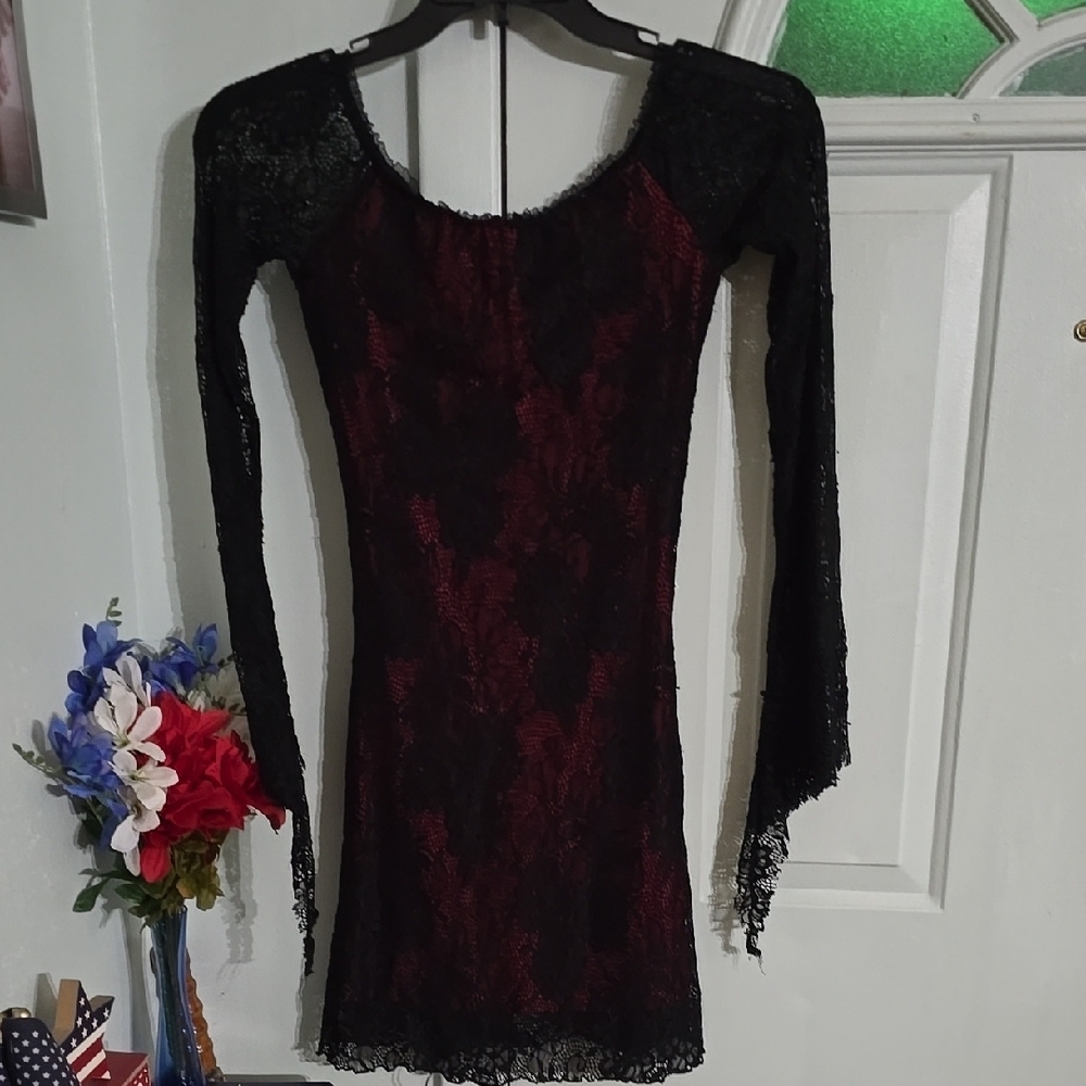 Dolls Kill Black and Red Lace Dress